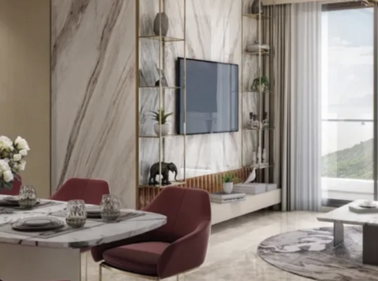 luxury house with aesthetic living area and balcony